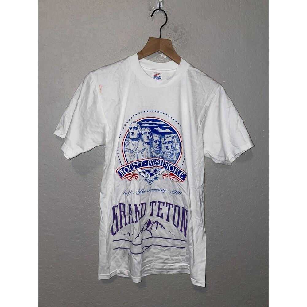 90s Vintage Test print Mount Rushmore Grand Teton Highlands Shirt VTG M